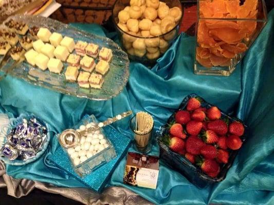 Delicious sweets and candy and fruits for chocolate fountain