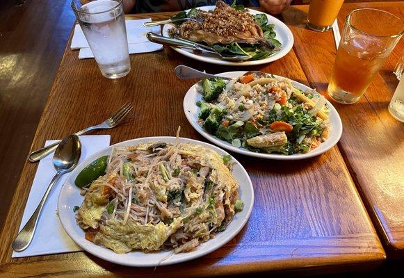 Pad Thai, fried rice, trout.