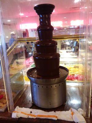 Chocolate fountain available in restaurant.