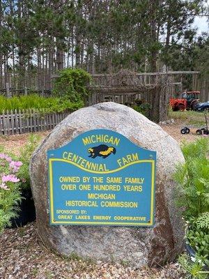 Centennial farm sign.