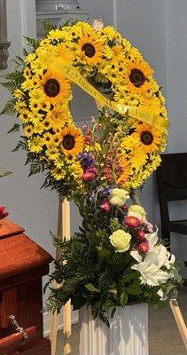 Sunflower Floral wreath for services