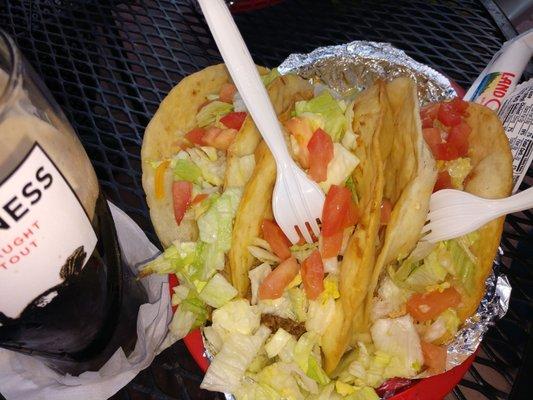 Pat's Tavern Rhinelander WI Taco Wednesday Cold Beer chicken taco , traditional ground beef taco , shredded beef taco