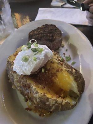 Steak night - sirloin and loaded baked potato (also comes with a side salad - Caesar or garden salad)