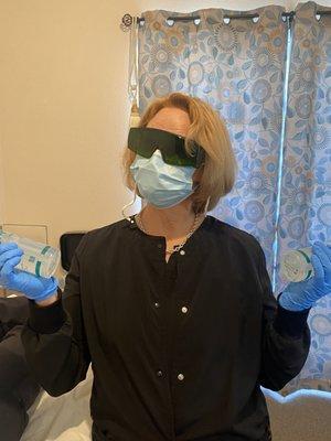 Our medical assistant is on hand with the PPE!