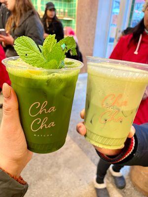 Matcha latte and matcha lemonade