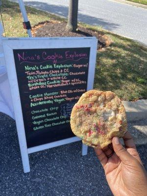 Birthday cookie and the menu