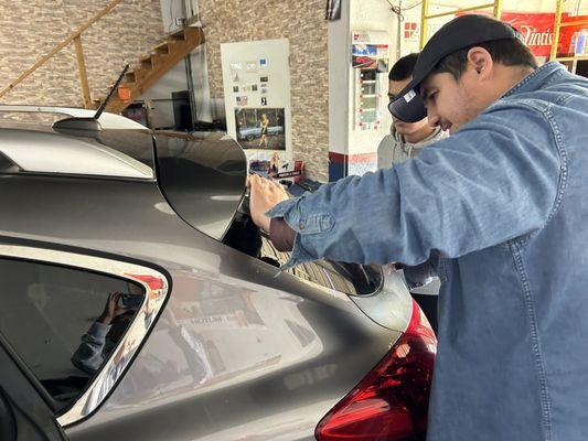 Boris tinting my Infiniti EX35