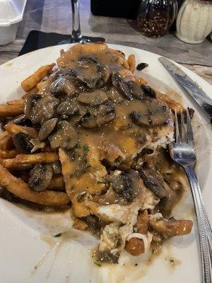 Chicken Marsala over fries