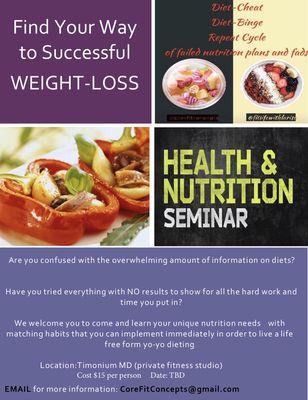 Weight Loss and nutrition seminars