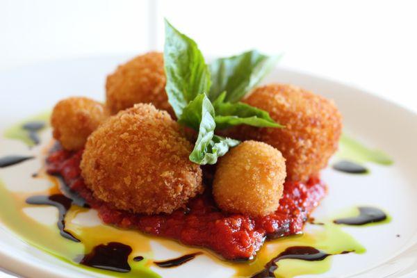 Risotto & Ricotta Arancini  Tomato Sauce-Shaved Parmesan CheeseRisotto & Ricotta Arancini  Tomato Sauce-Shaved Parmesan Cheese