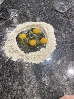 Making the pasta.