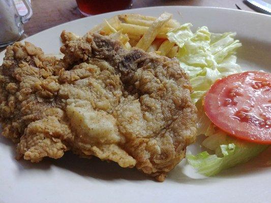 Pork chop and fresh cut fries