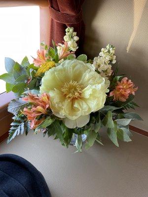 Yellow peonies that was the size of my hand