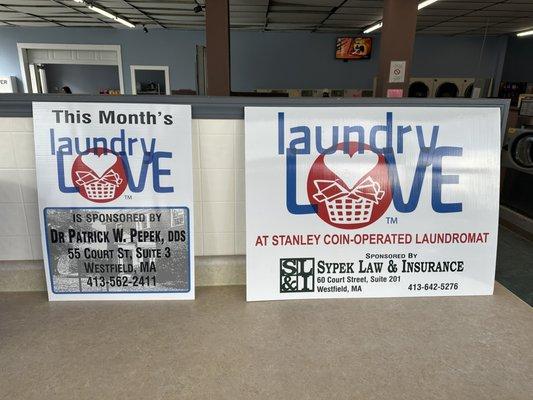 Laundry love helps people in the community to do their laundry at no charge every 4th Wednesday of each month