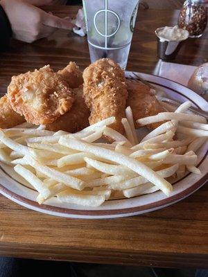 Fridays 5 piece COD with Fries. The CODs breading was flavorful but the fries were not impressive.