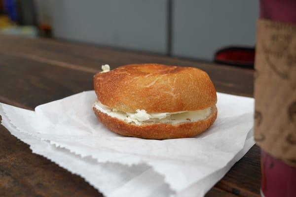 Best bagel I've ever had - toasted plain bagel w/ cream cheese.