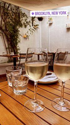 Wine on backyard patio