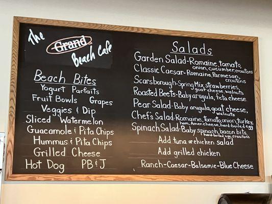 Salad & Beach Bite Menu