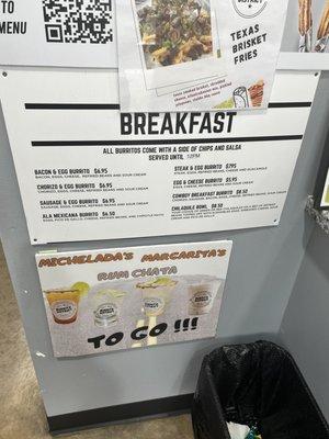 Breakfast menu