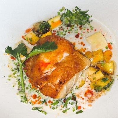 Striped Bass: Tamarind, Rum Butter, Green Mango, Papaya ($28)