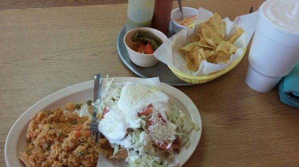 Deep fried tacos and Spanish rice