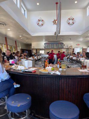 Inside the restaurant from the front.