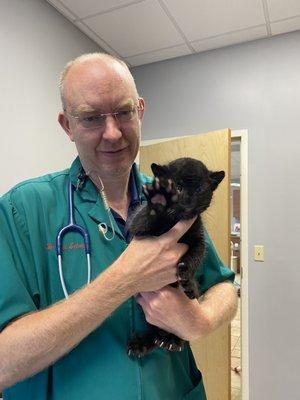 Dr.Setzer and our little black kitty