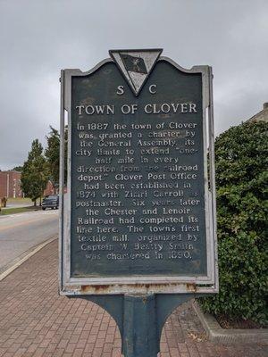 Town of Clover historical marker