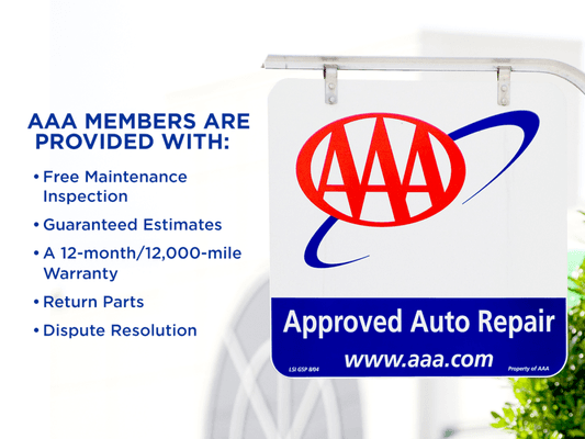 And if you didn't know, we have been a AAA shop since 2006....And provide 10% discount on labor to every AAA Member