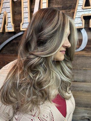 Bright, ashy, blonde balayage