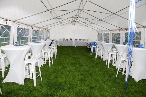 20x40 tent, cocktail tables with bar stools!