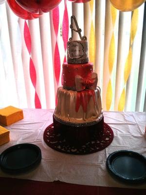 This was the perfect cake for my wife's surprise party! A three tiered specialty cake - beautiful and delicious!