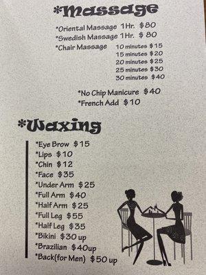 Massage, Waxing