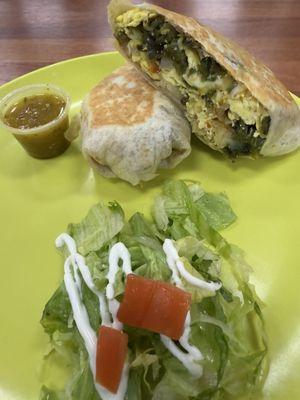 Poblano Pepper, Egg and Cheese Burrito.