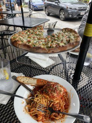 Egg Plant parmigiana & and Chicken Pesto pizza