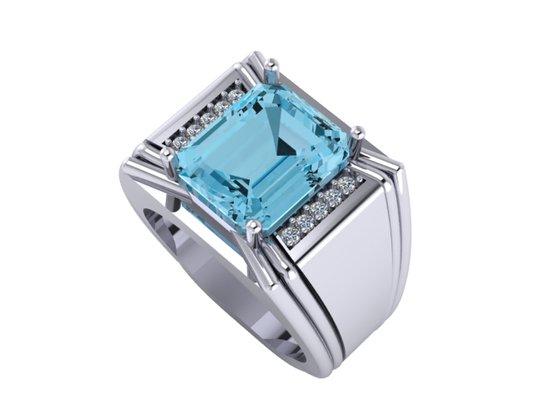 Blue topaz and diamond ring