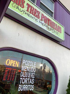 The signage at the front of the restaurant.