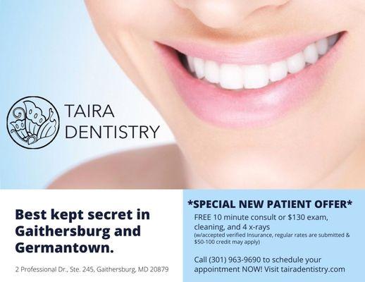 New Patient Special! Call now and leave us a message to book your first appointment.