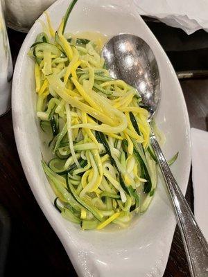 Zucchini pasta with francese sauce