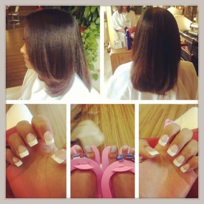 Forever French tips and pedicure by KIM, hair by DONNA