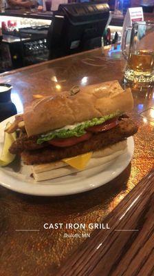 Fried fish po'boy (pollock)