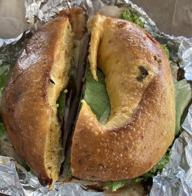 Spicy Turkey on Jalapeño Bagel