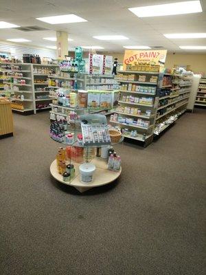 Large selection of vitamins, minerals, herbs, and essential oils.