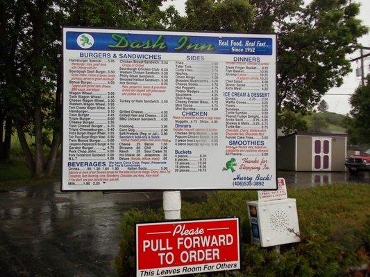 The menu board.  A 20 piece bucket of broasted chicken.  $19.75!