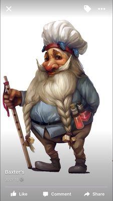 Here is Baxter. He is our little gnome that runs the store. Visit our website for the back story about Baxter.