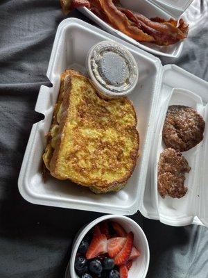 sausage and bacon. Very Berry French Toast