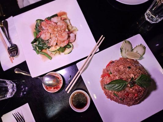 Shrimp Garlic Sautée & Chicken Basil Fried Rice