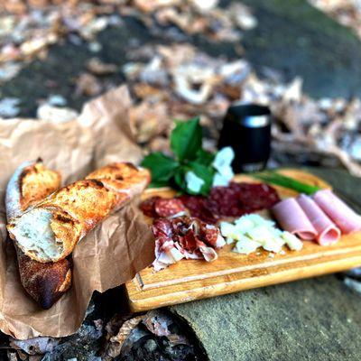 Culatello, bresaola, mortadella, parmigiano reggiano, and a French baguette