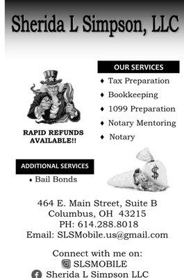 Year around, Tax preparation & bookkeeping available