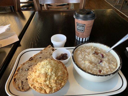 Oatmeal and muffin